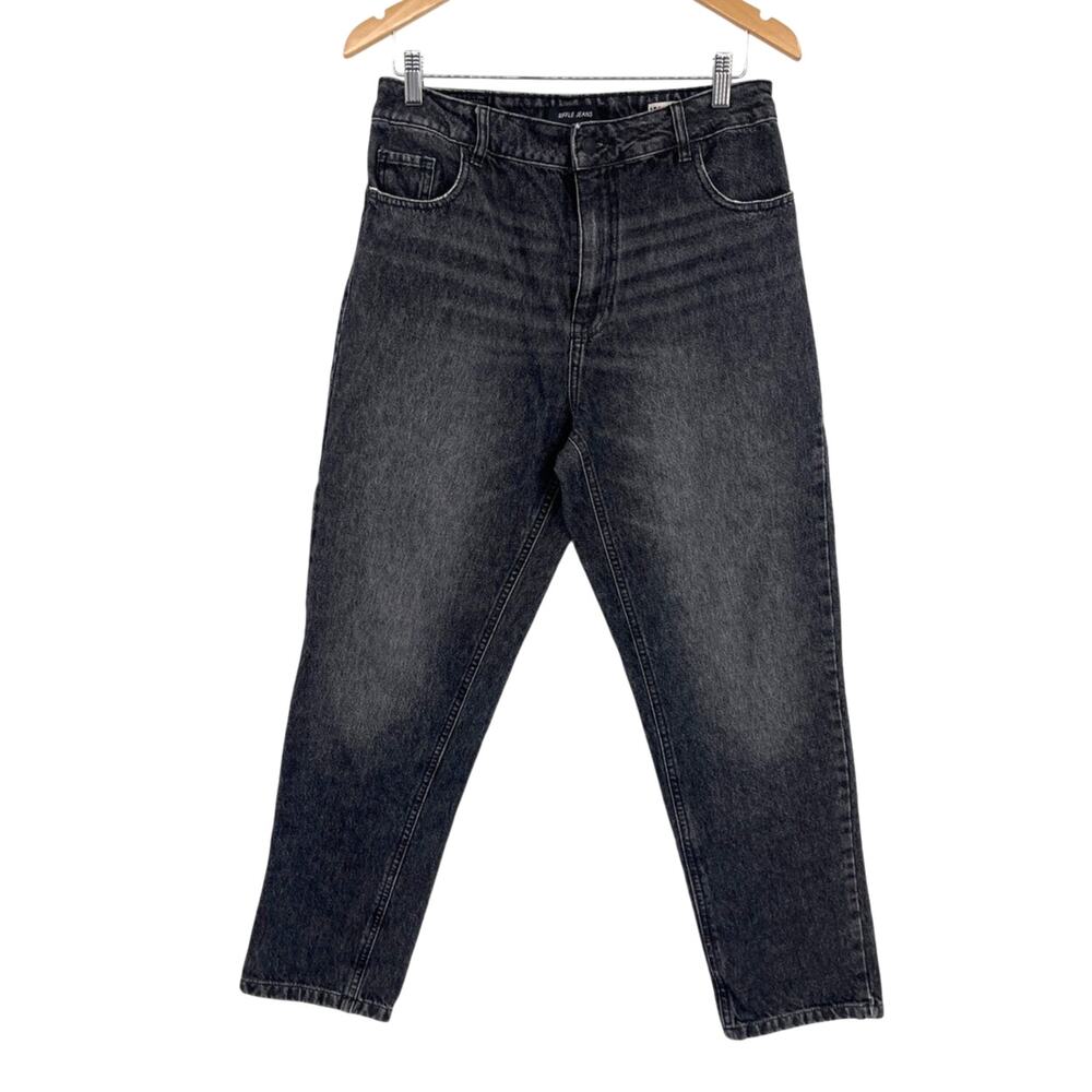 Riffle Mom Womens Jeans Sz 10 Black Acid Wash Grunge Y2K Street Minimalist Fade